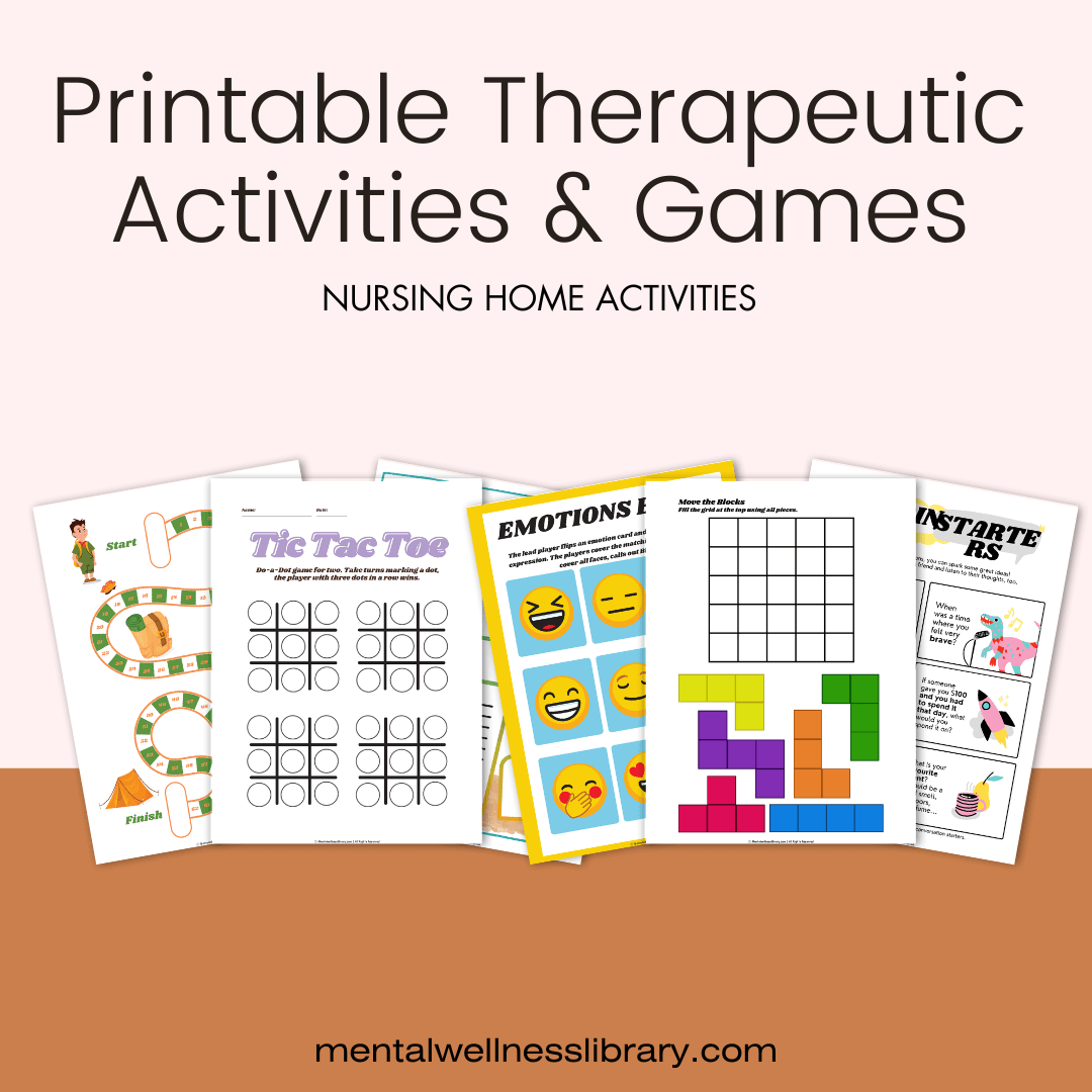 Printable Therapeutic Activities Games Mentalwellnesslibrary 