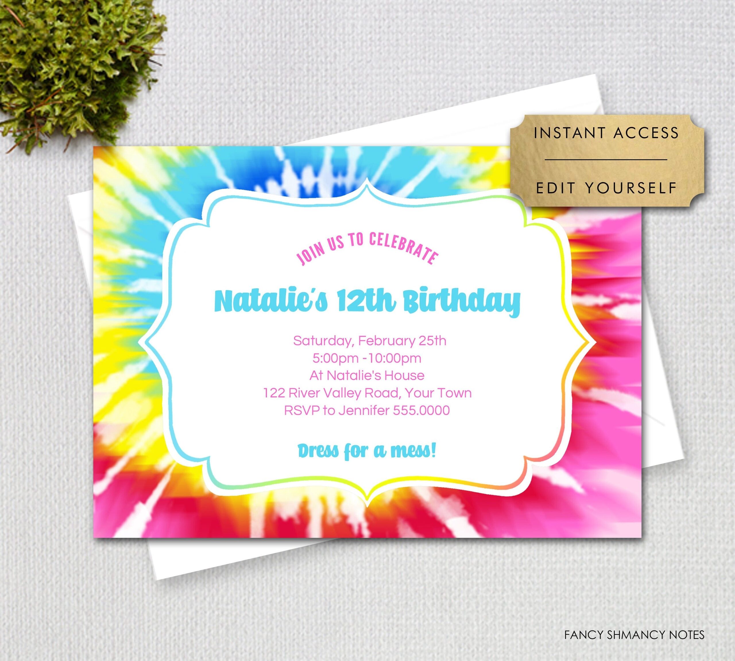 Printable Tie Dye Invitation Template Free Printable Word Searches
