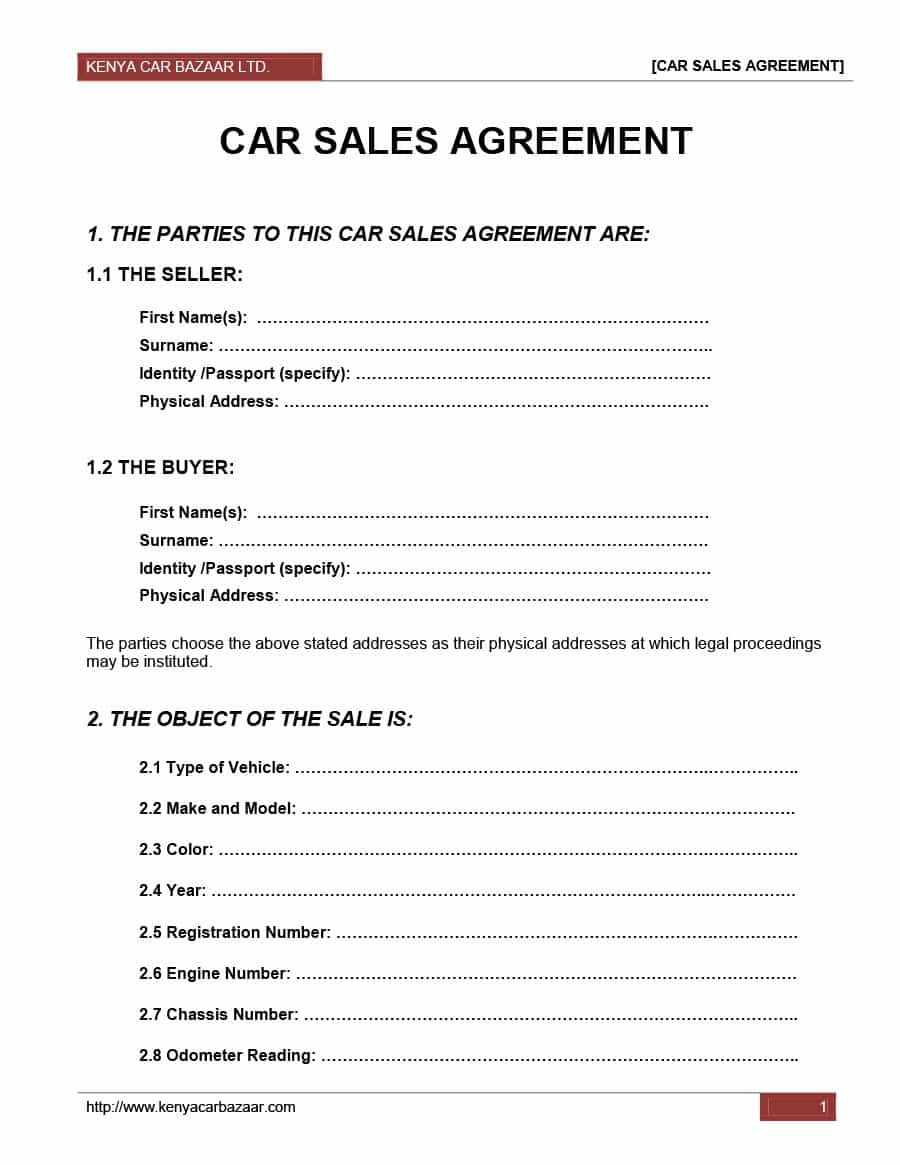 Printable Vehicle Purchase Agreement Templates Template Lab Inside