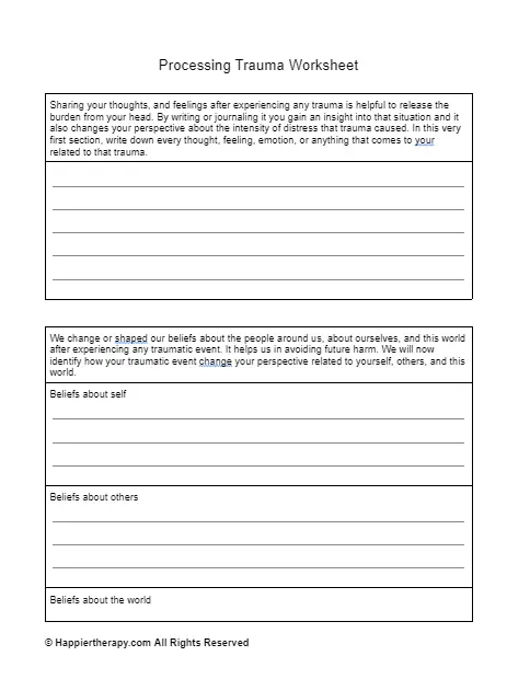 trauma worksheet
