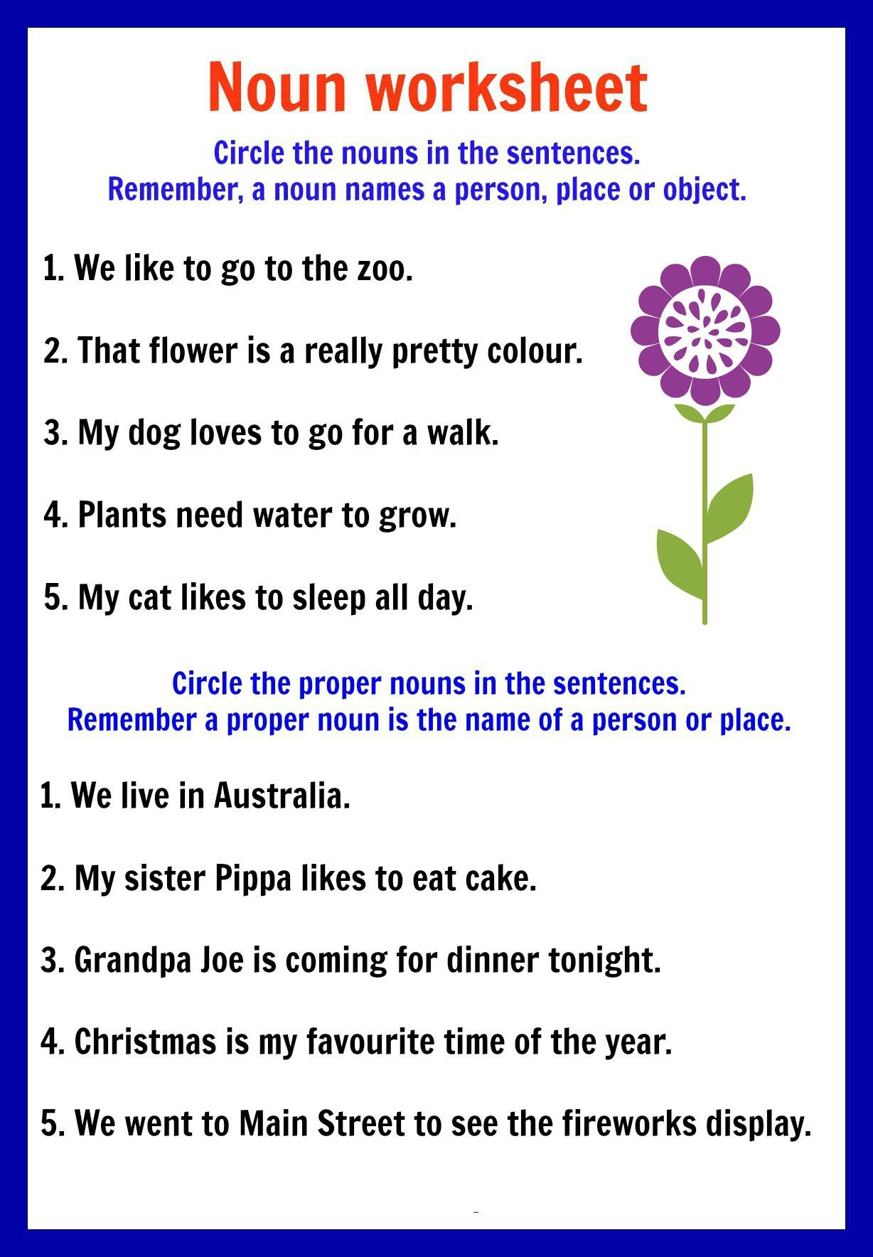 worksheets for proper nouns