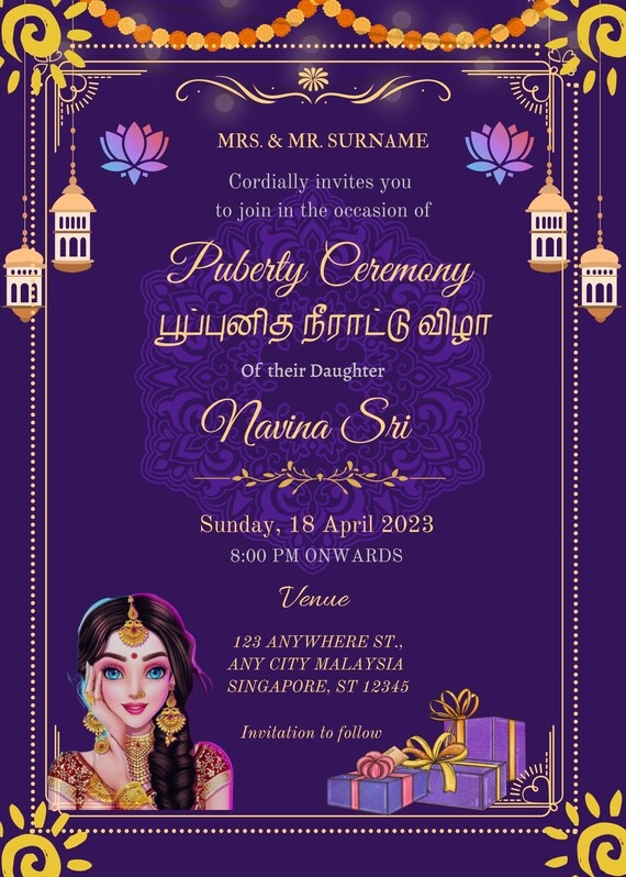 puberty function invitation template free download