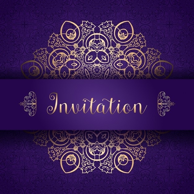 purple and gold wedding invitation templates