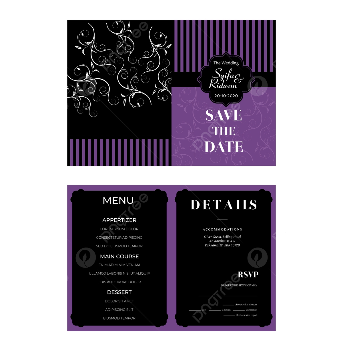 Purple Black Wedding Invitation Template Template Download On Pngtree
