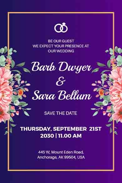 Purple Wedding Invitation Templates Free Customizable