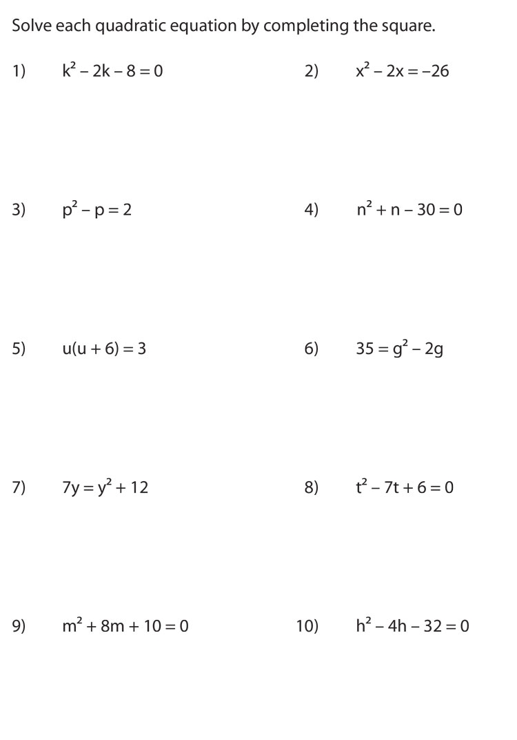 Quadratics Perfect Square Worksheet Quadraticworksheet