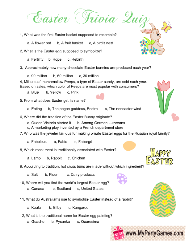 Quiz Riddle Easter Answers Riddle Quiz