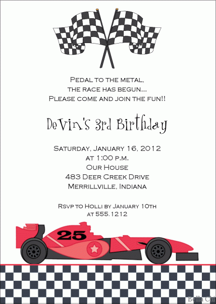 Race Car Birthday Invitation Template