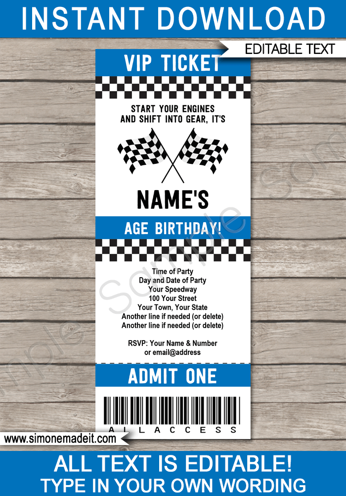 Race Car Invitation Template
