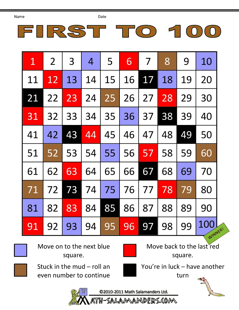 Race To 100 Dice Game Printable NewFreePrintable