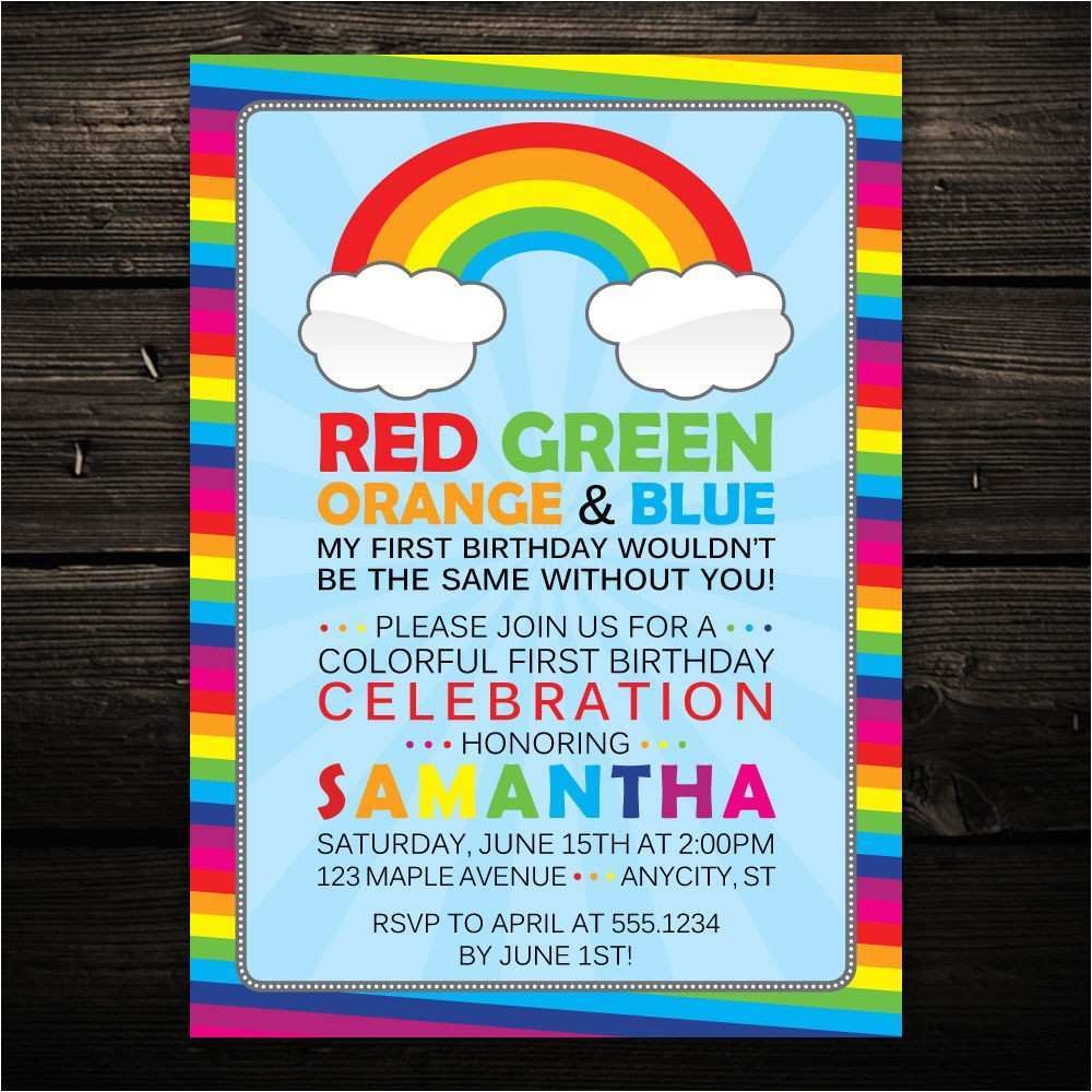 rainbow birthday invitation template free