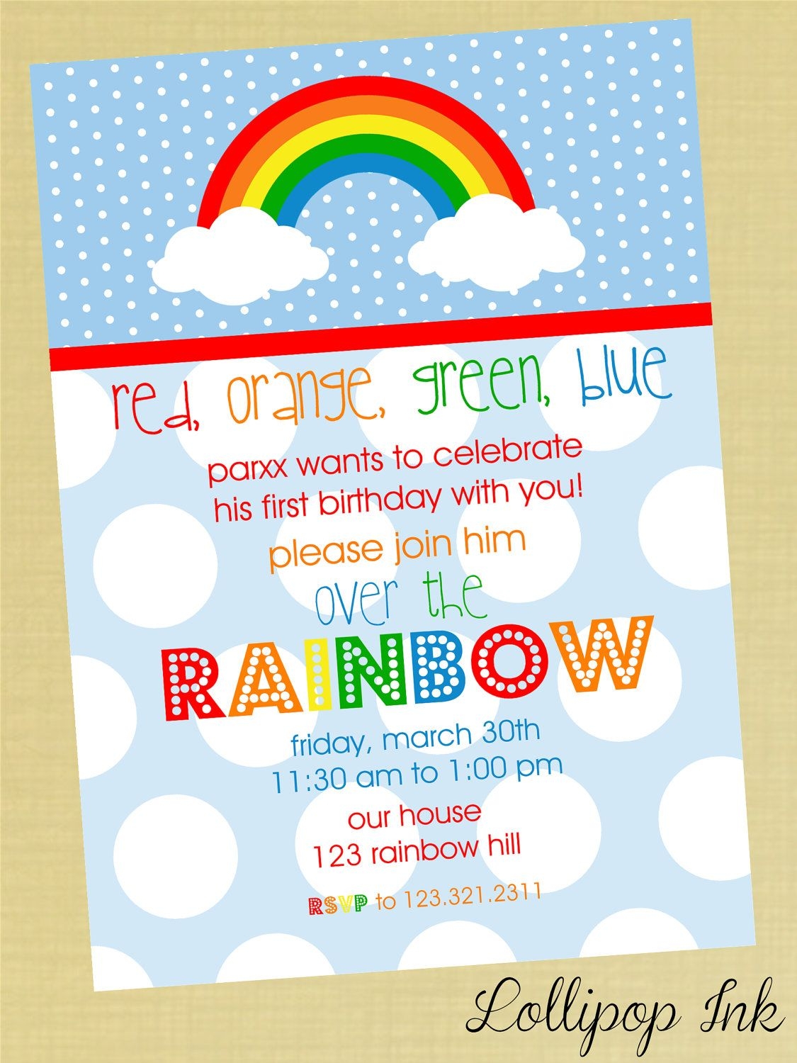 Rainbow Birthday Invitation Templates