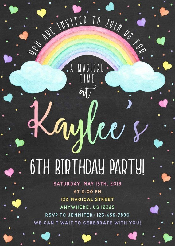 Rainbow Birthday Invite Template