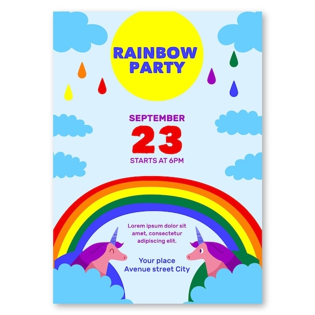 rainbow birthday invite template