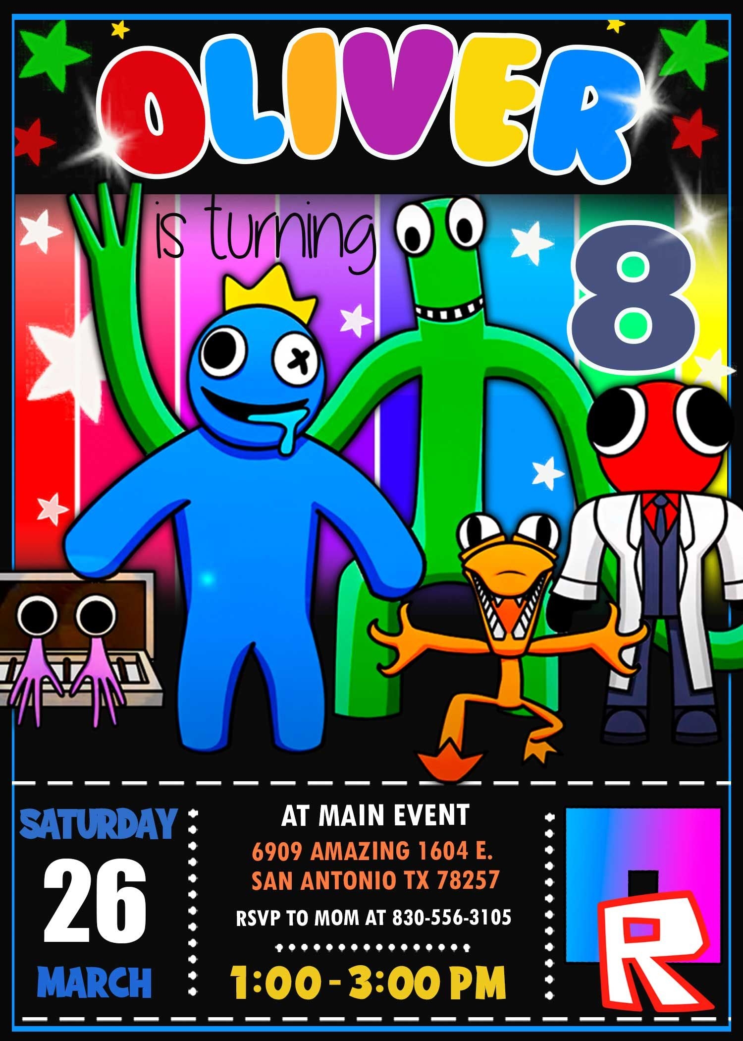 rainbow friends invitation template free