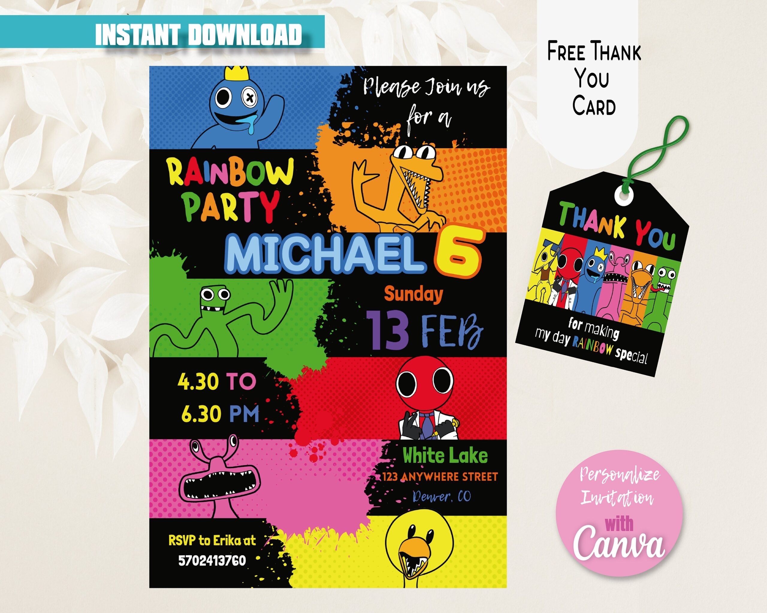 rainbow friends invitation template