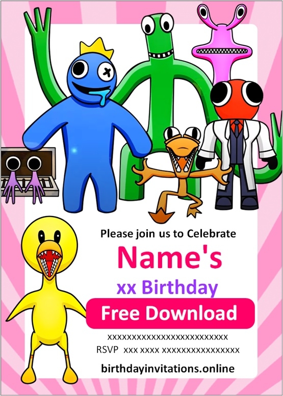 Rainbow Friends Invitations Birthday Invitations