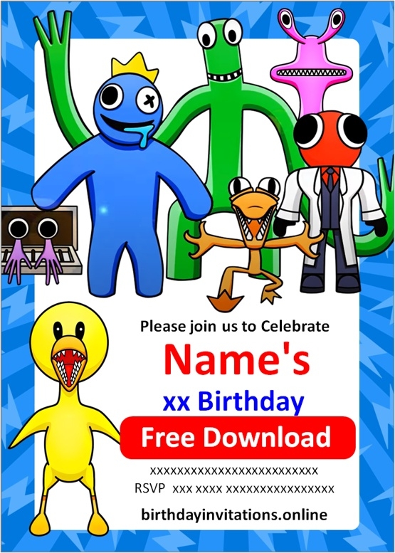 rainbow friends invitations templates free