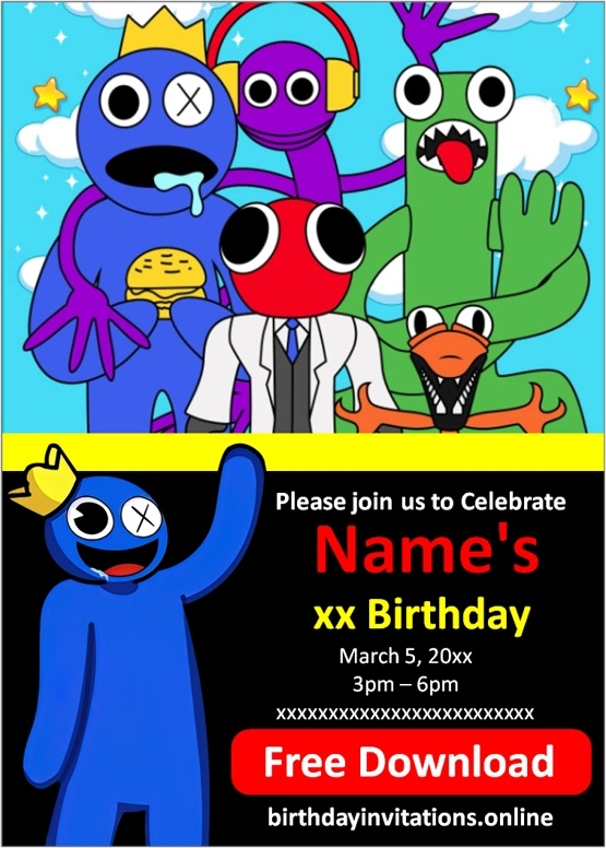 Rainbow Friends Invitations Birthday Invitations