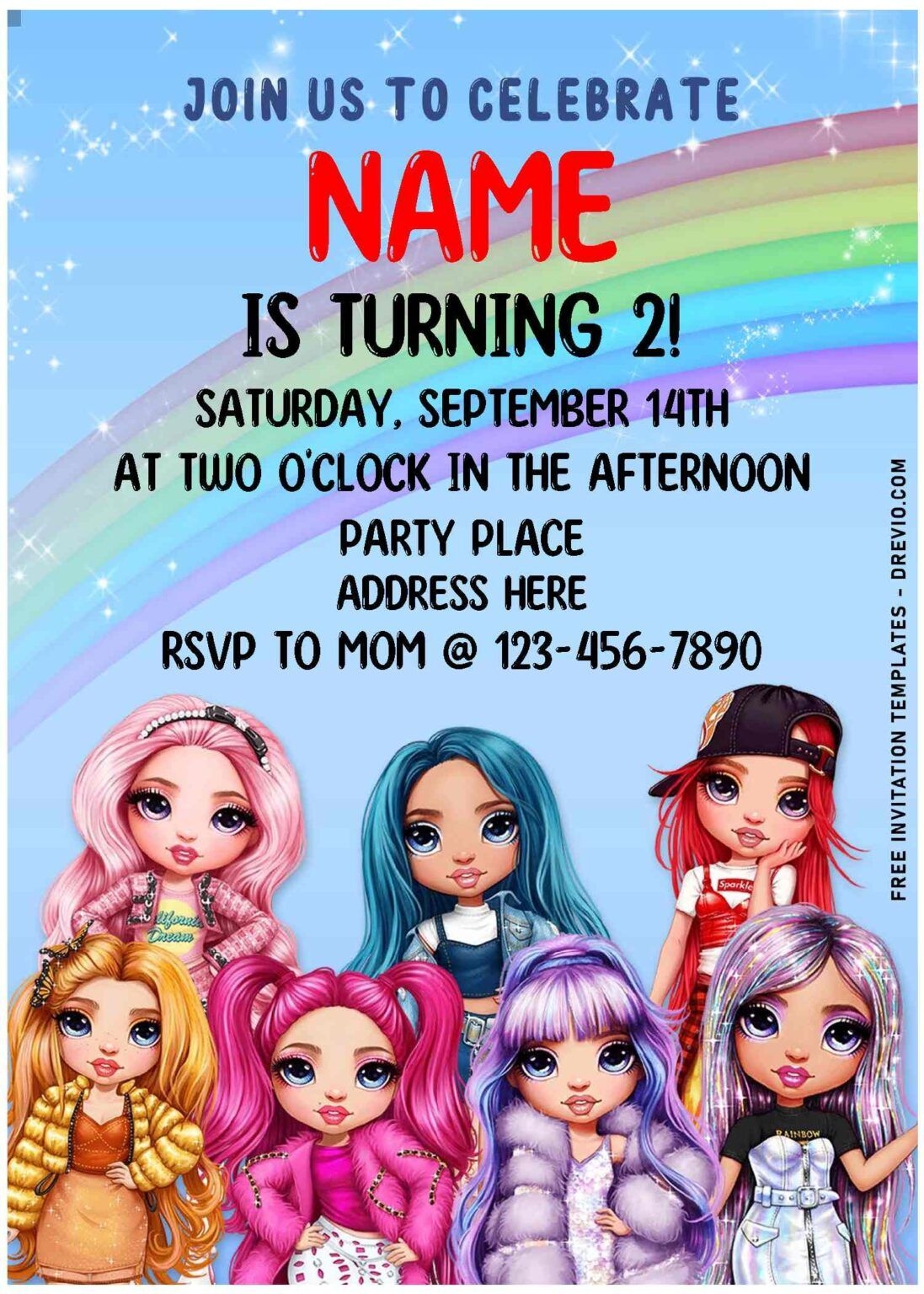 Rainbow High Invitation Template