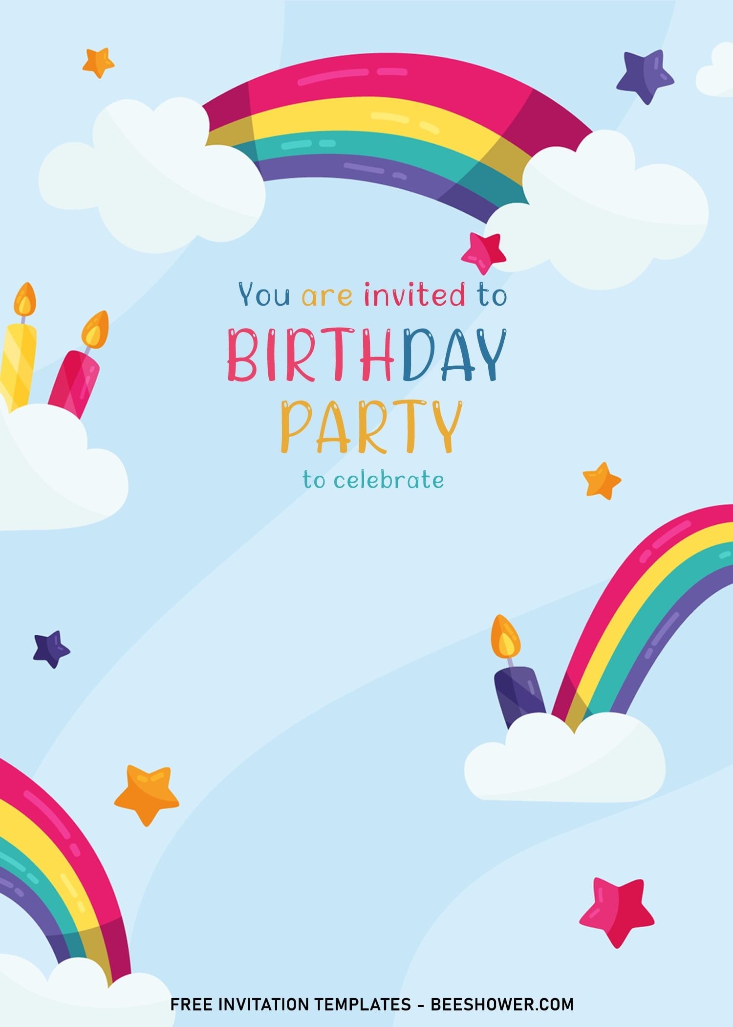 rainbow invitation template free