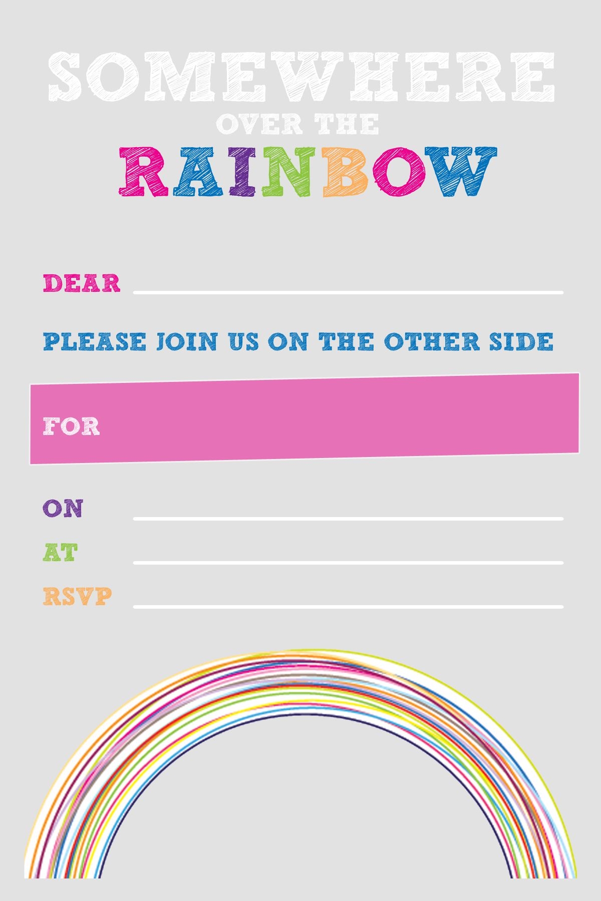 Rainbow Invitations Templates Free Printable And Enjoyable Learning