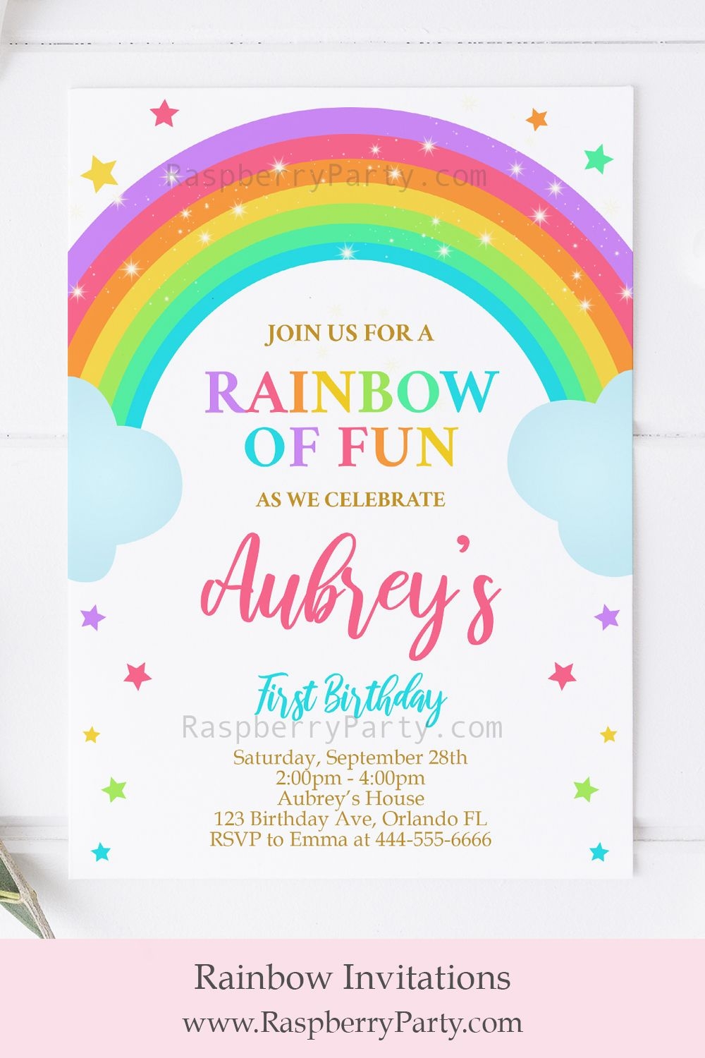 rainbow birthday party invitation template free