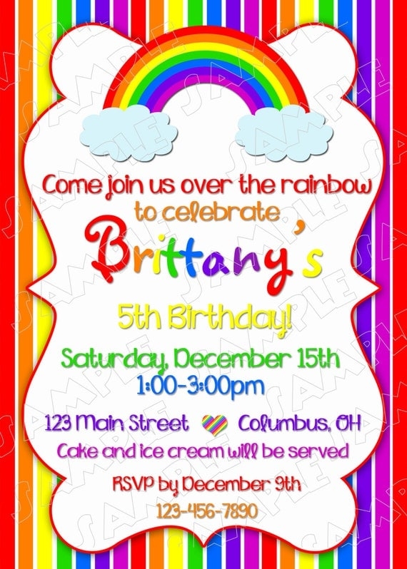 rainbow party invite template