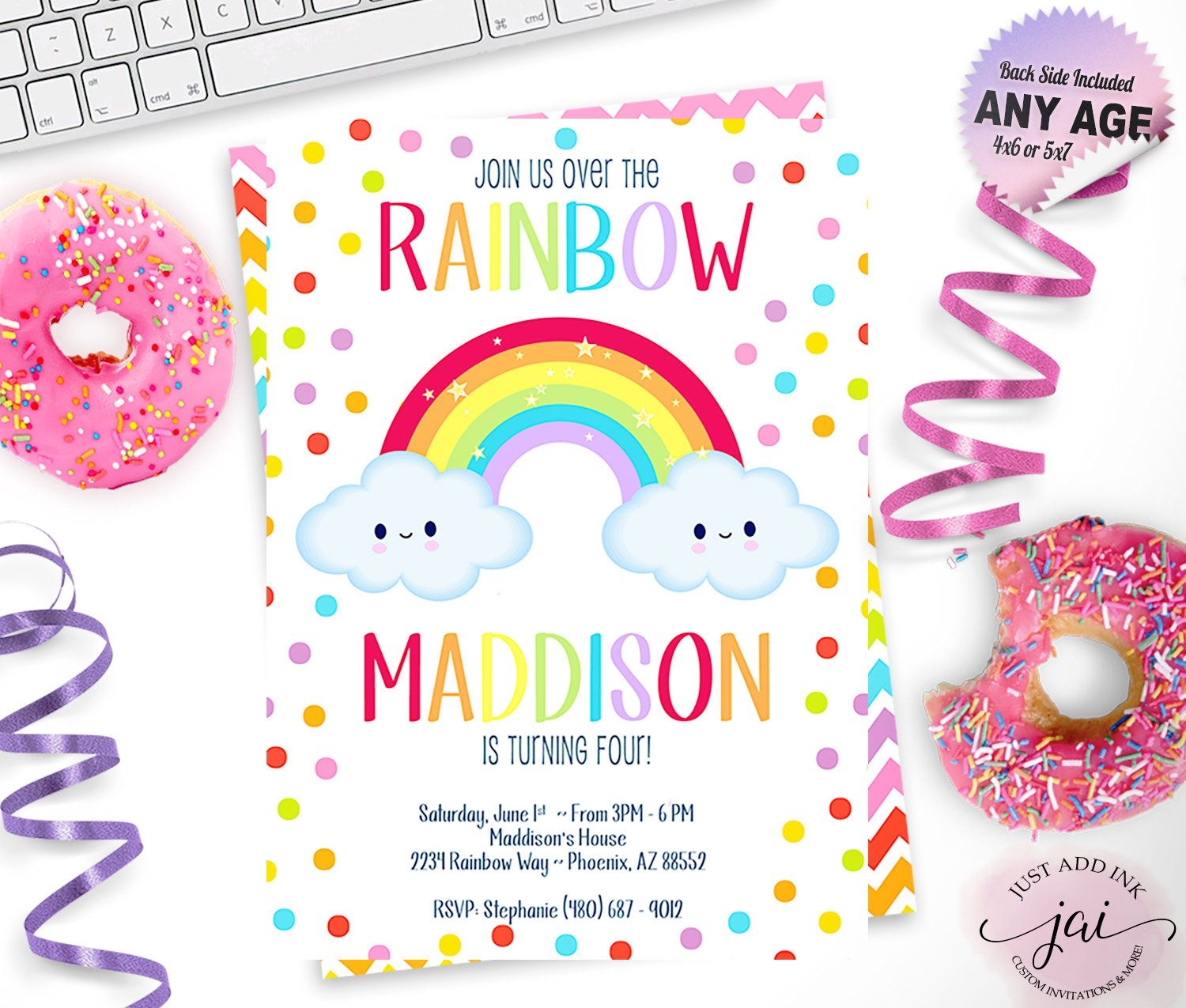 Rainbow Party Invite Template
