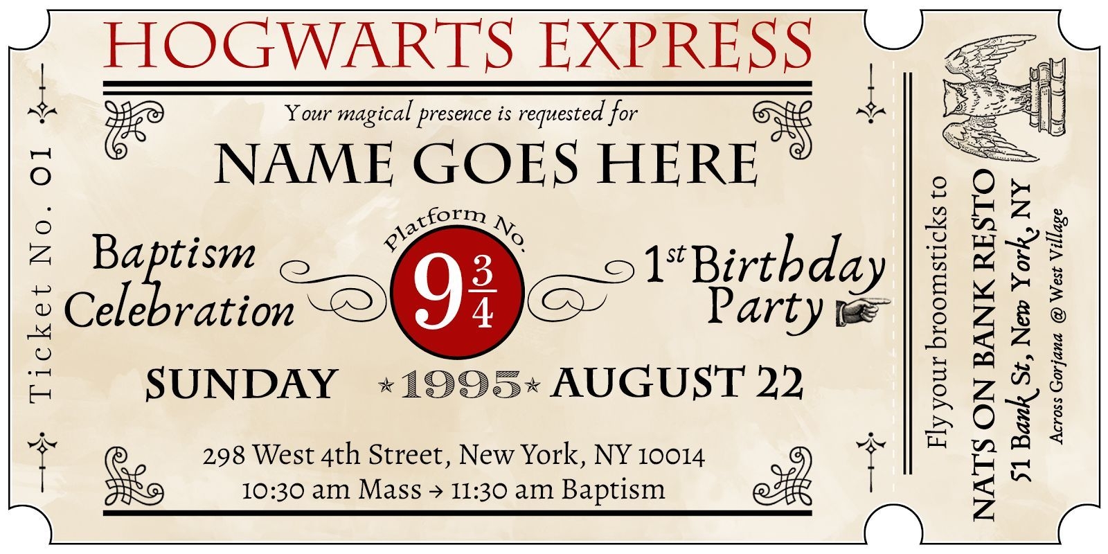 Ready To Print Harry Potter Hogwarts Express Train Ticket Birthday 