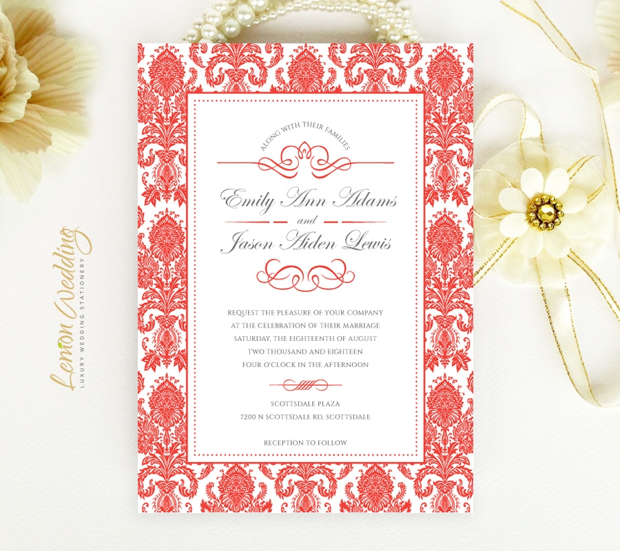 Red And White Wedding Invitations LemonWedding