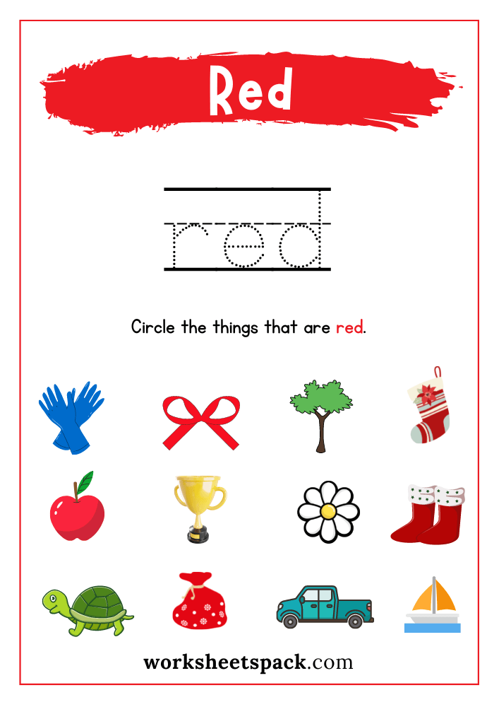 color red worksheet for preschool