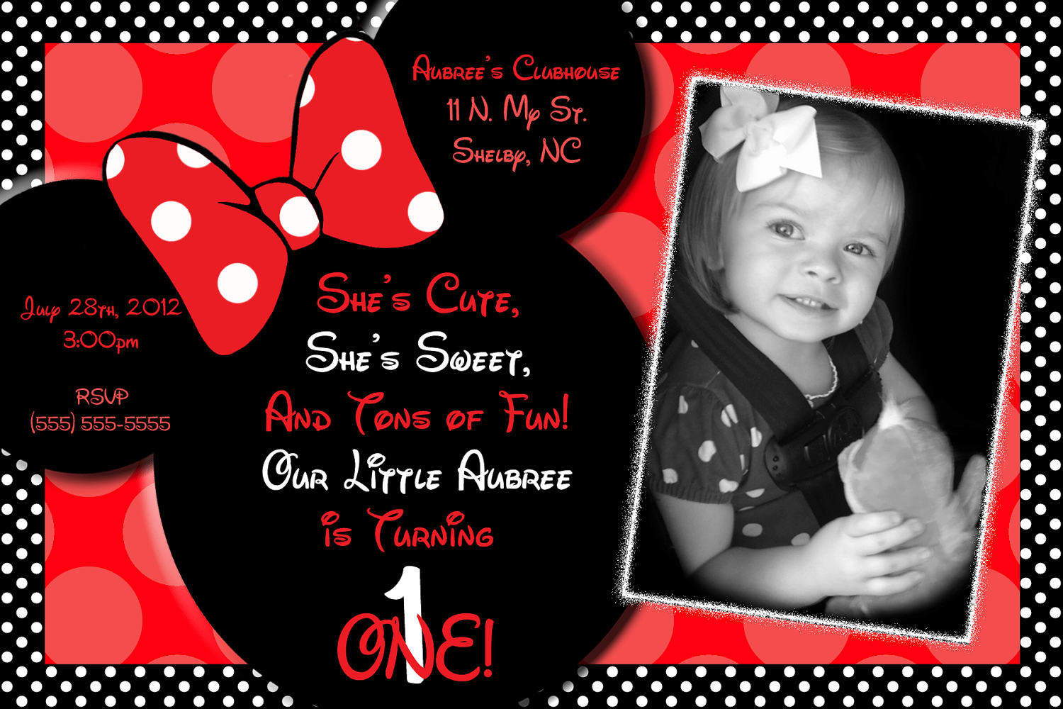 Red Minnie Mouse Printable Invitation