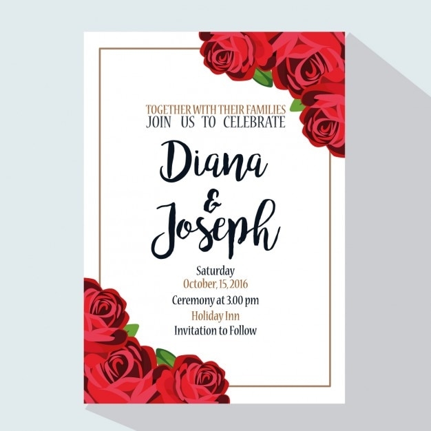 Red Roses Wedding Invitation Templates
