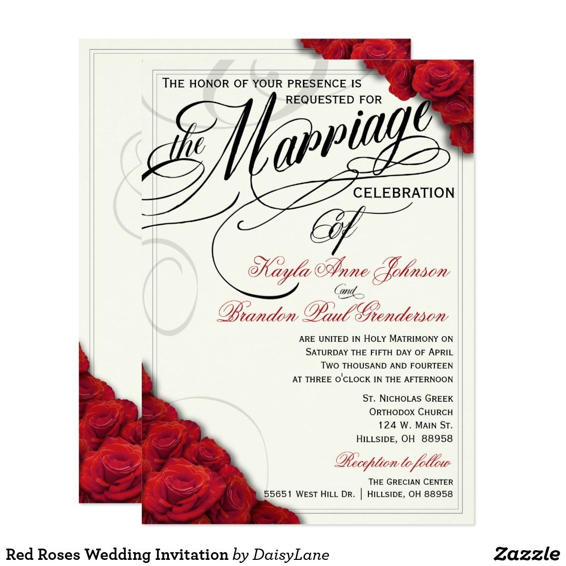 red roses wedding invitation templates
