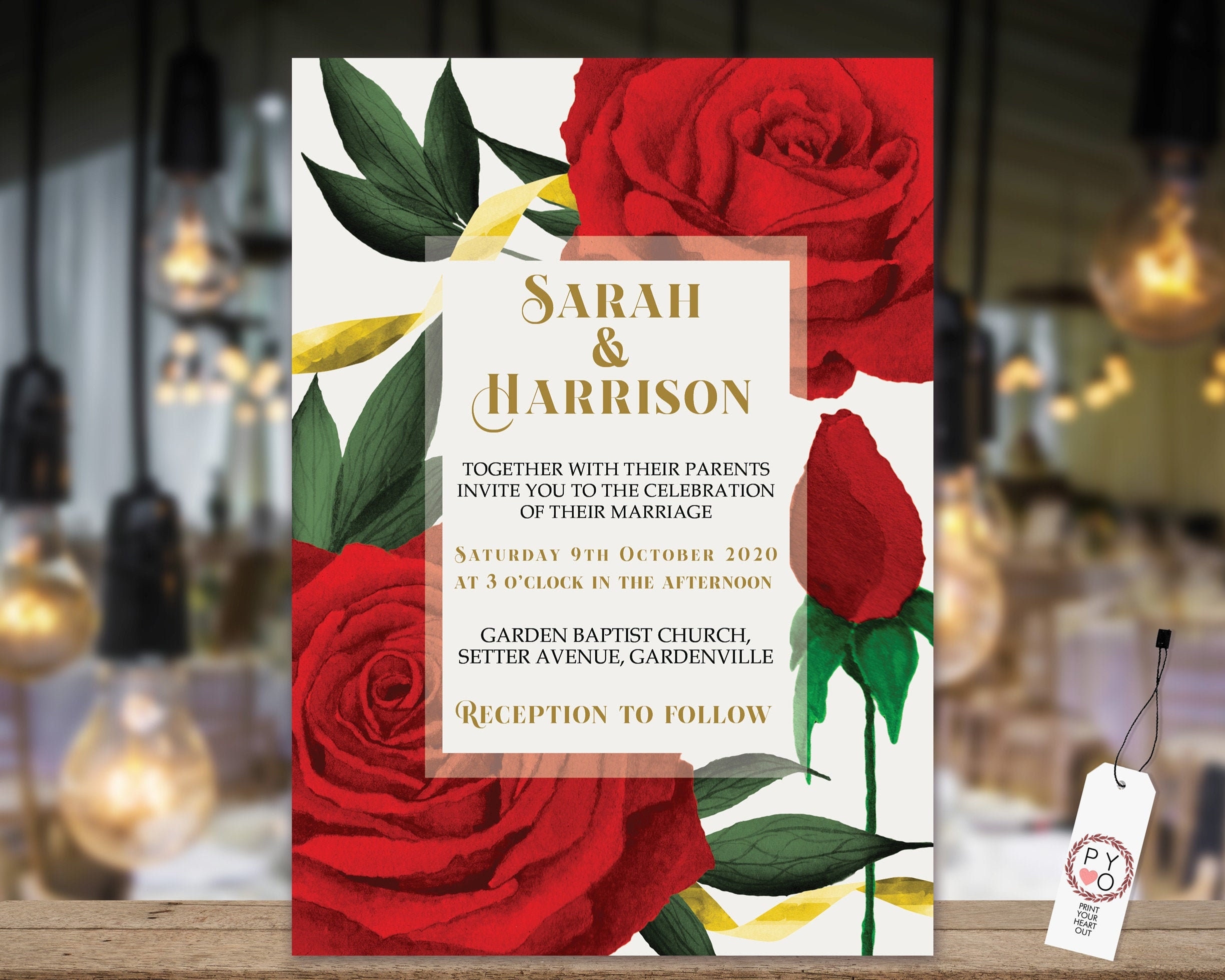 Red Roses Wedding Invitation Templates