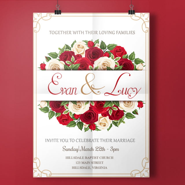 Red Roses Wedding Invitation Templates