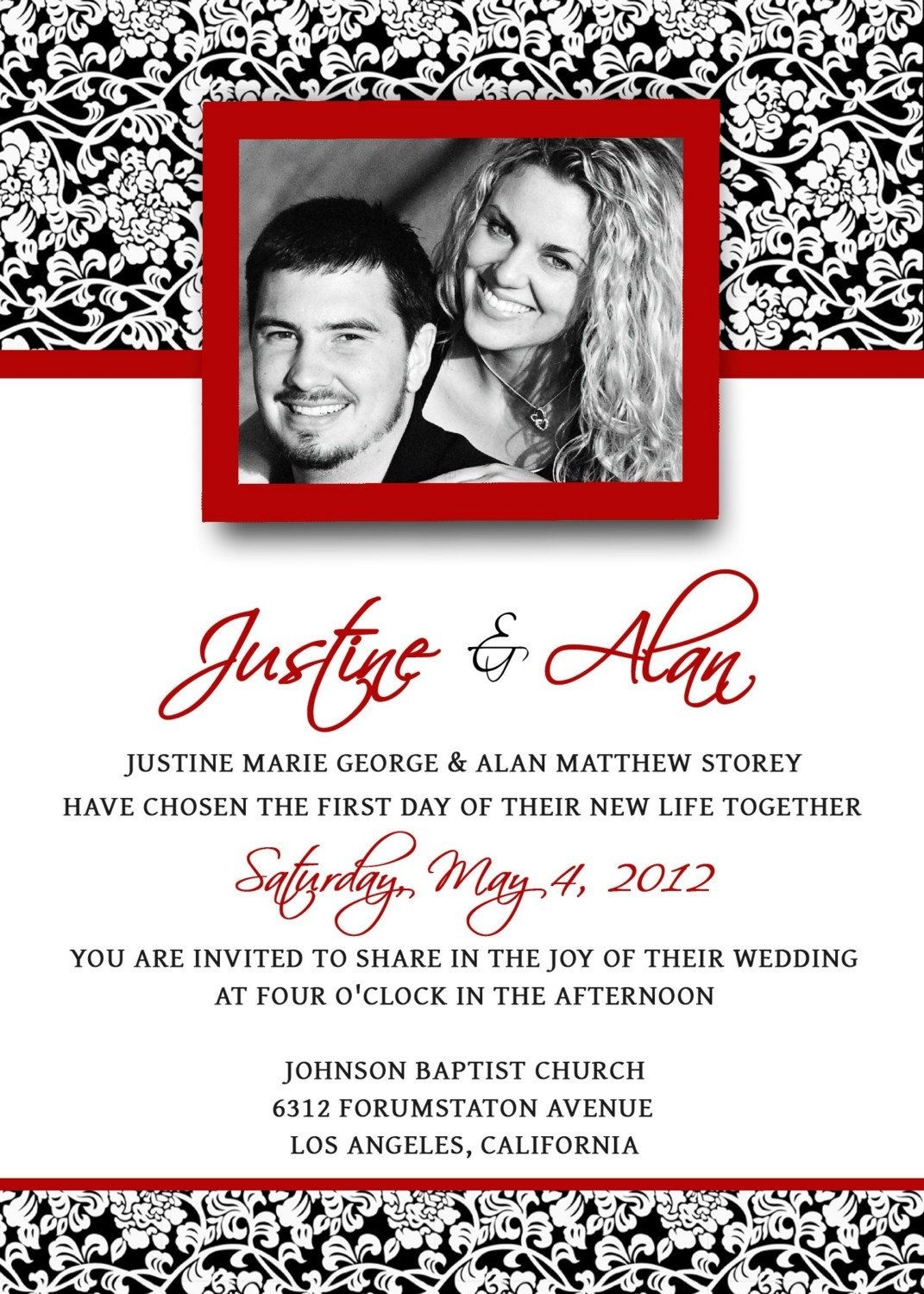 Red Wedding Invitation Template Printable Word Searches