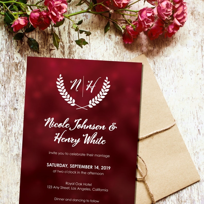 red wedding invitation template
