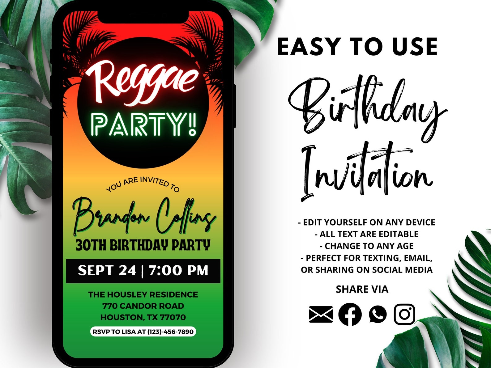 reggae invitation templates