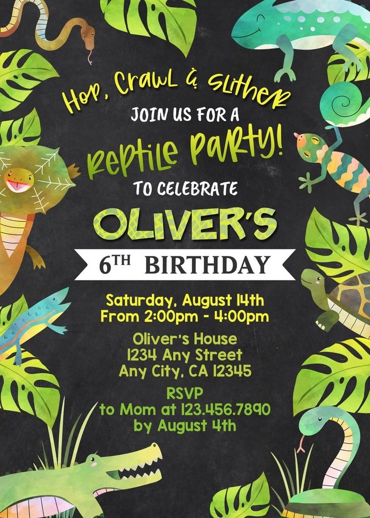 Reptile Birthday Invitation Reptile Party Invitation Reptile 