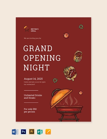 Restaurant Invitation Template Illustrator PSD Template