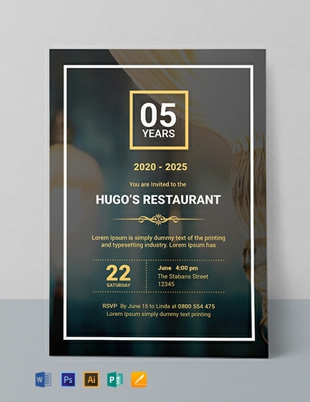 Restaurant Opening Invitation Template Illustrator Word Apple Pages 