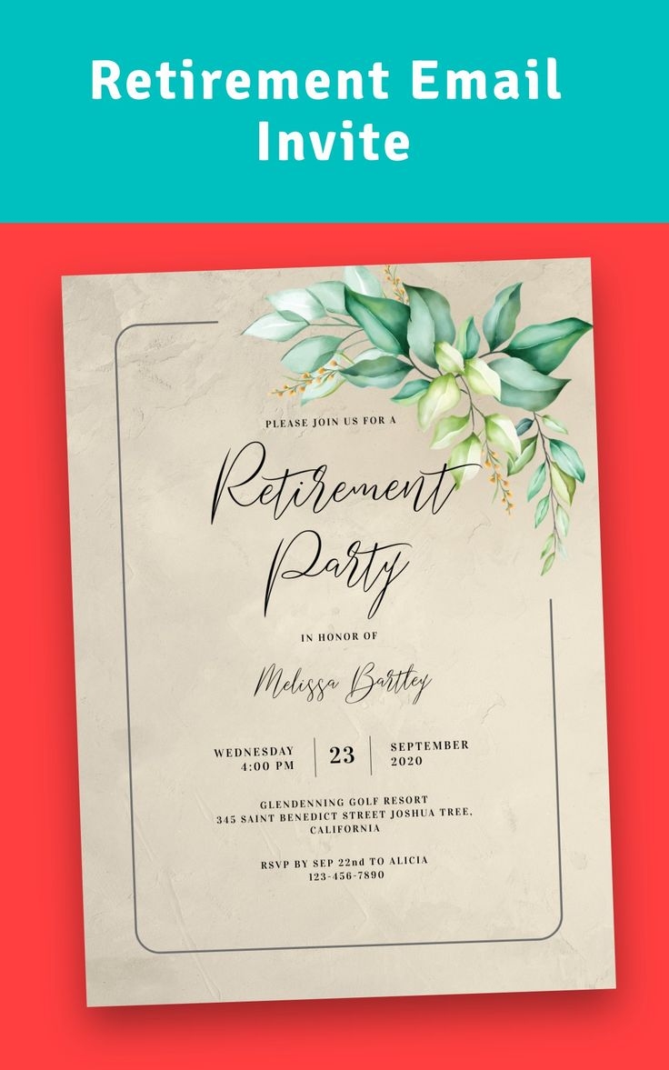 Retirement Email Invite Retirement Party Invite Template Invitation