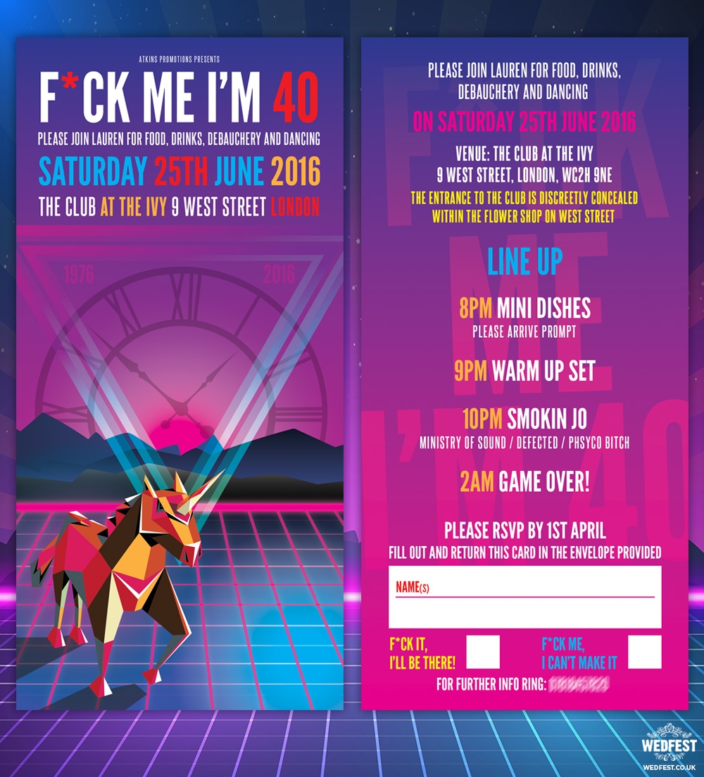 Retro 80s 90s Rave Flyer Style Party Invitation WEDFEST