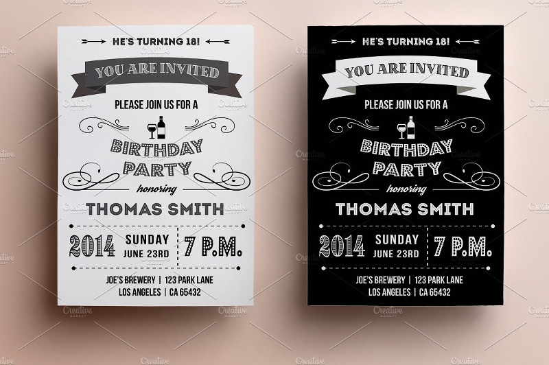 retro birthday invitation templates free