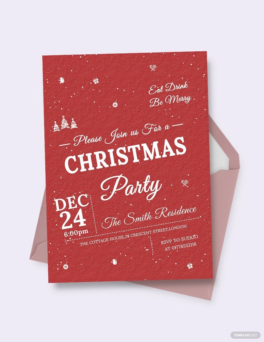 Retro Christmas Invitation Template In Word Publisher Pages PSD 