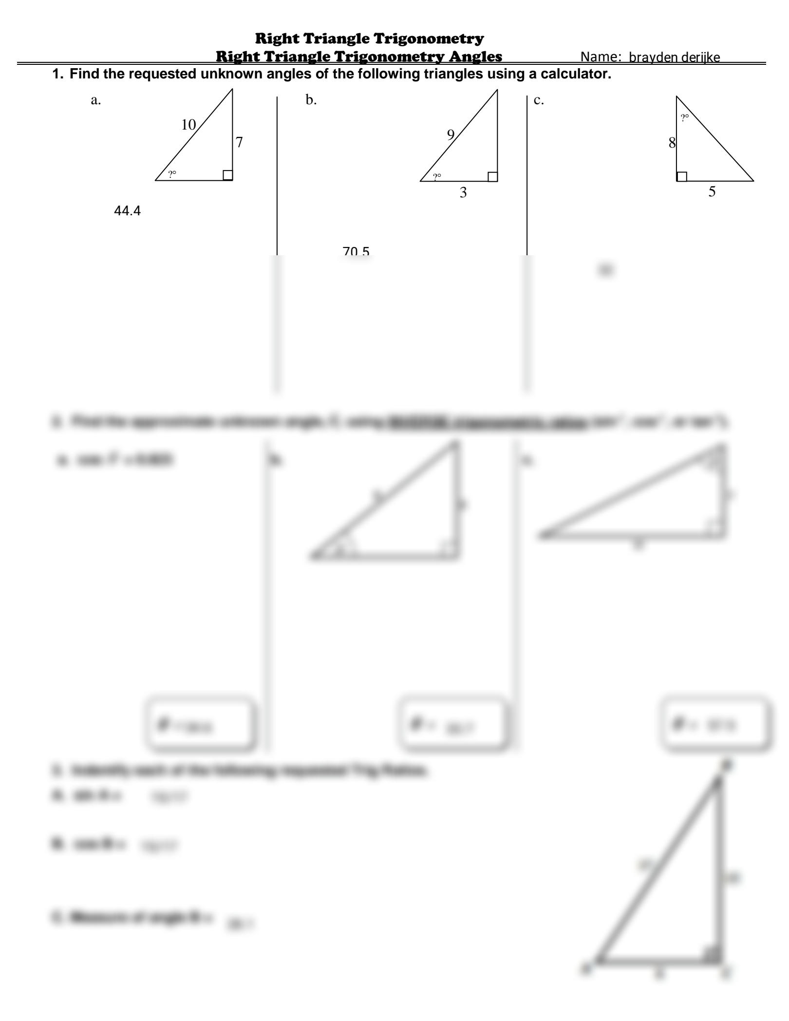 Right Triangle Trigonometry Notes And Worksheets Lindsay Bowden 