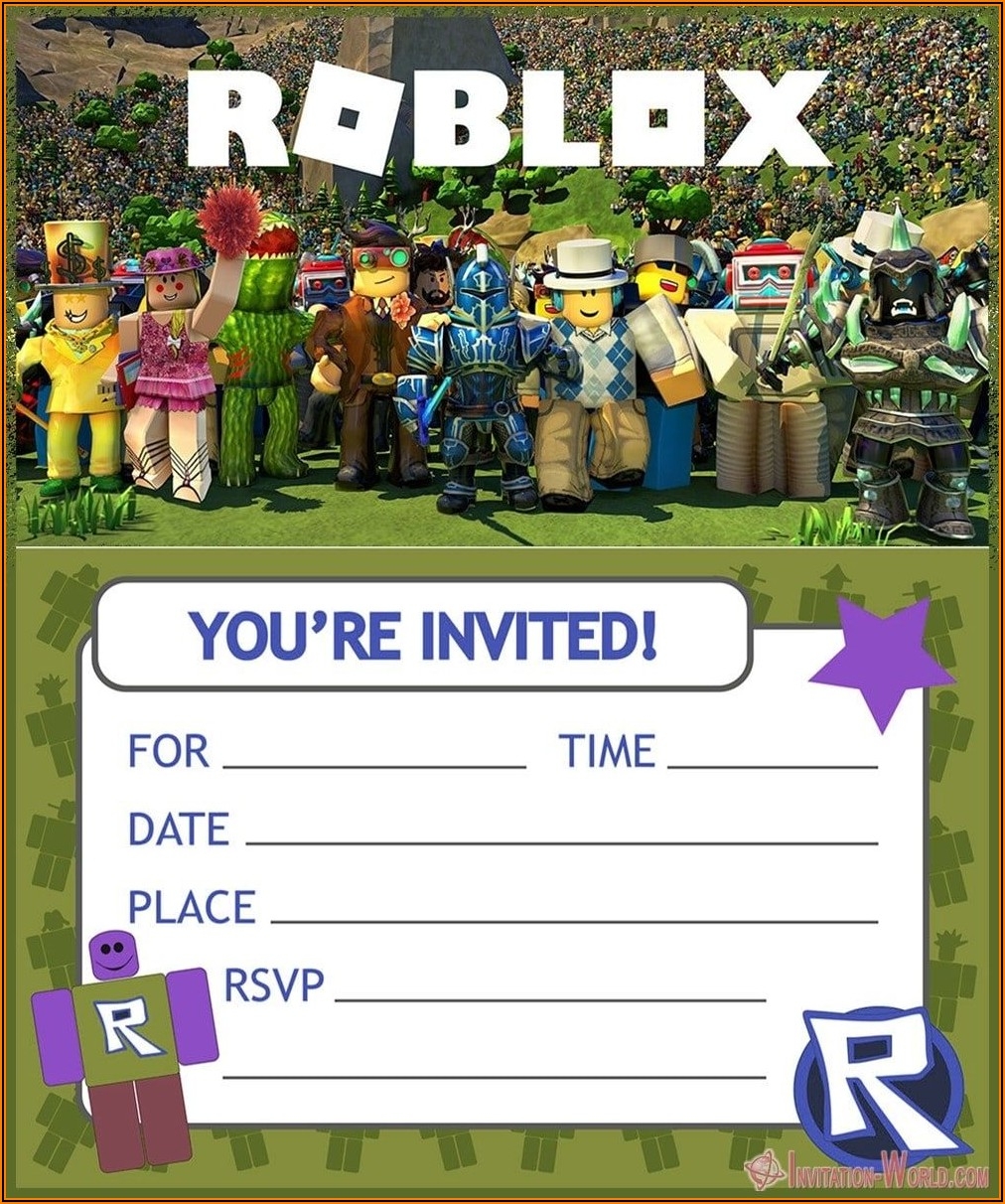 Roblox Birthday Party Invitation Template Free Invitations Resume