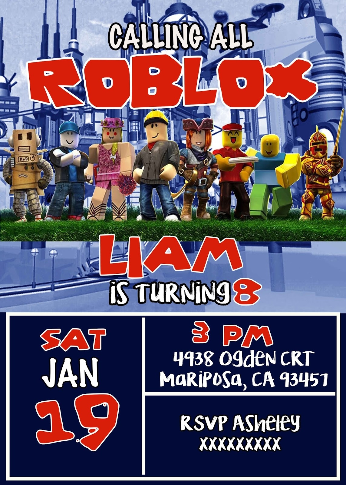 roblox birthday party invitation template
